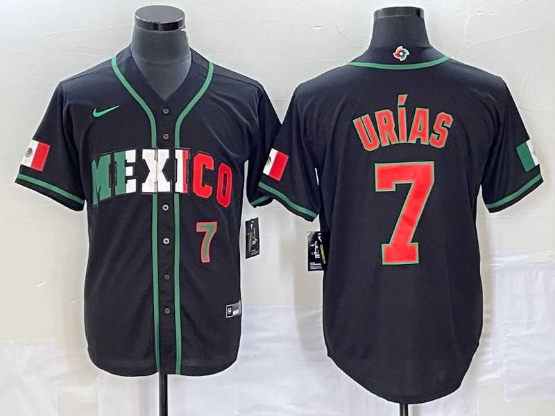 Men%27s Mexico Baseball #7 Julio Urias Number 2023 Black World Baseball Classic Stitched Jersey7